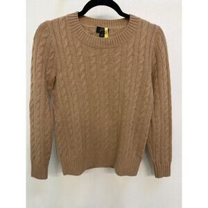 J. Crew Women’s 100% Cashmere Cable Knit Camel Pullover Sweater Size XS